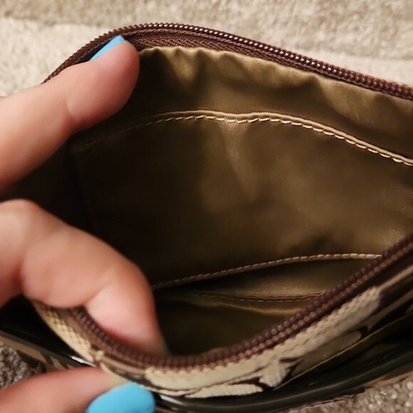 Coach Brown Signature Jacquard Fabric Wristlet - Picture 4 of 6